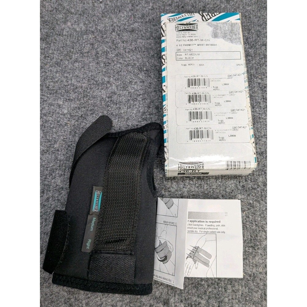 Hely & Weber 436-RT PhomFit Wrist Orthosis Brace Right Medium Black L3908